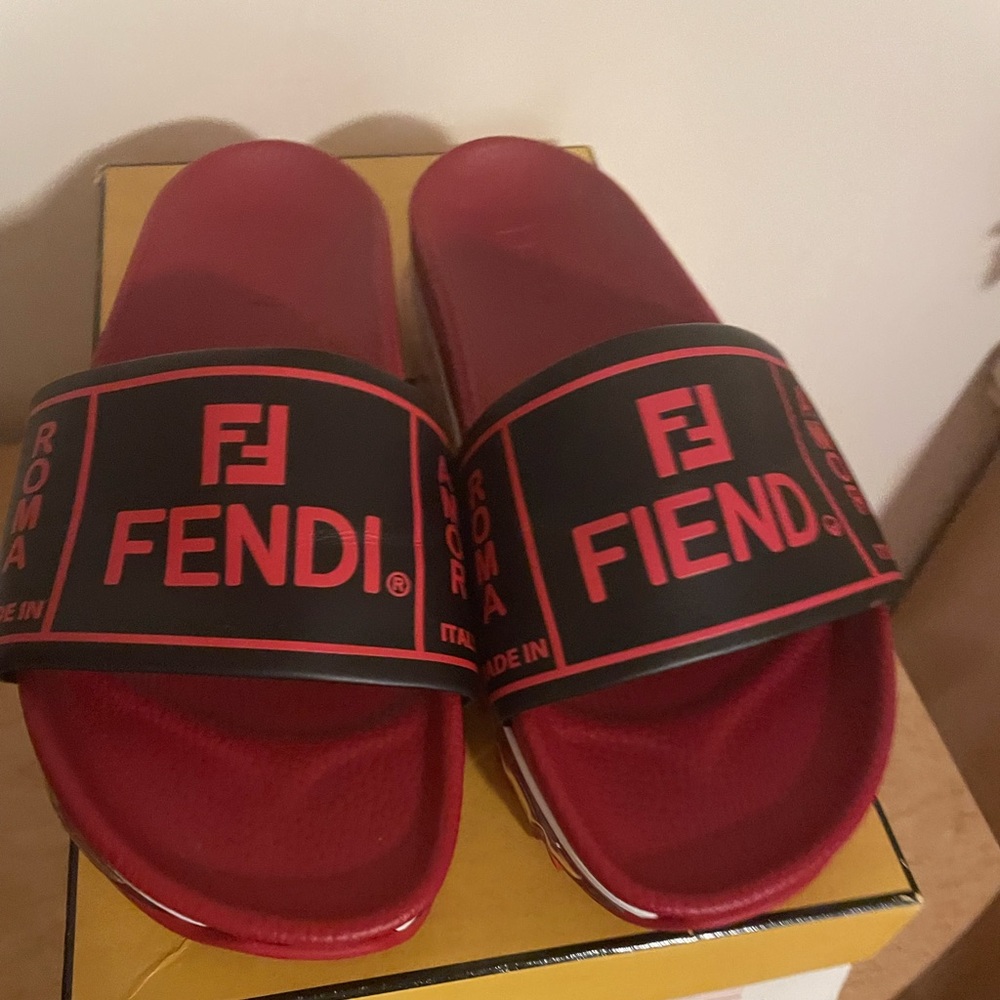 Red and black Fendi sandals